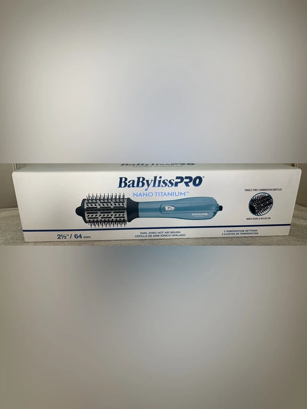 BaByliss PRO Oval Ionic Hot Air Brush, Titanium 2.5”